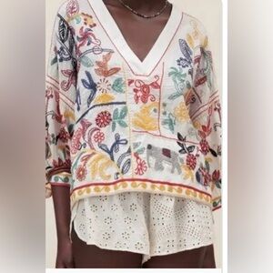 Zara fully embroidered blouse. Small run on one part as pictured